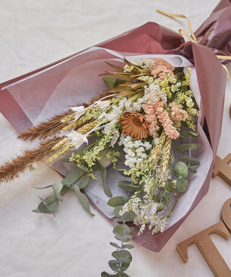 花束 ナチュラル ワイルドフラワー ベビーピンク Mサイズ ドライフラワー専門店 Tet