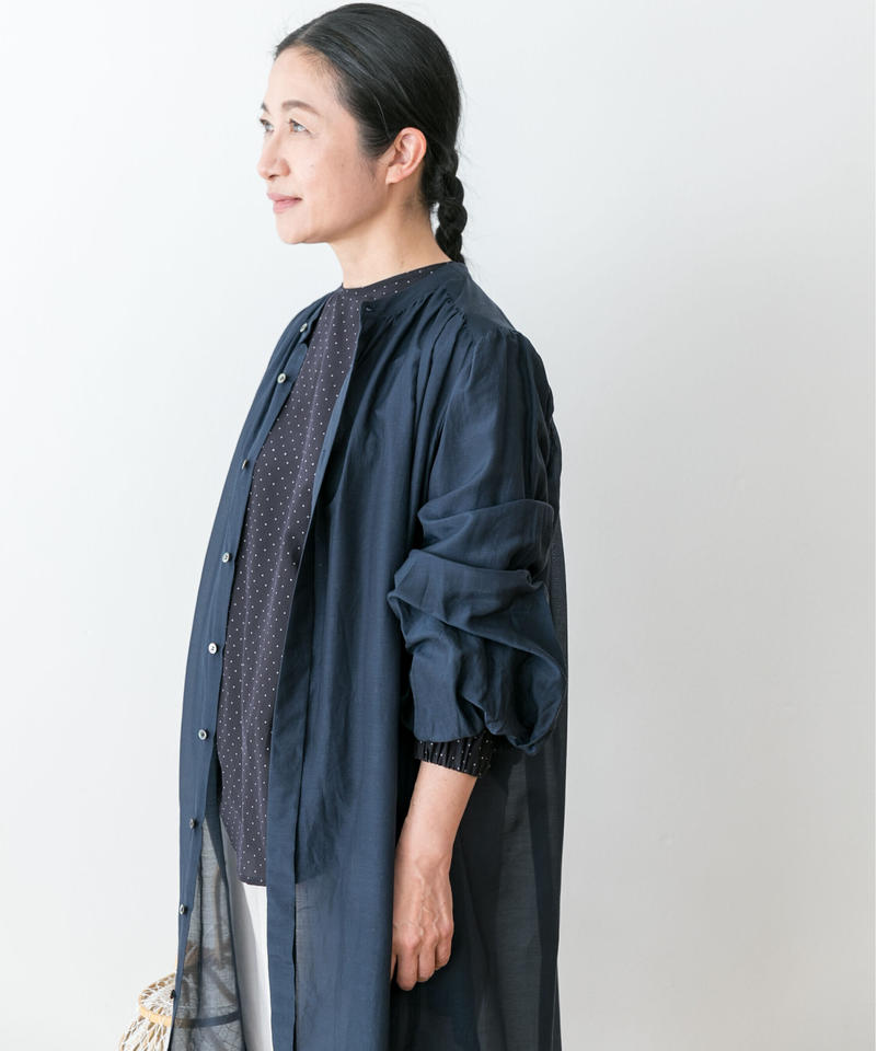 Fruits Of Life ギャザーワンピース 紺色 ネイビー Fruits Of