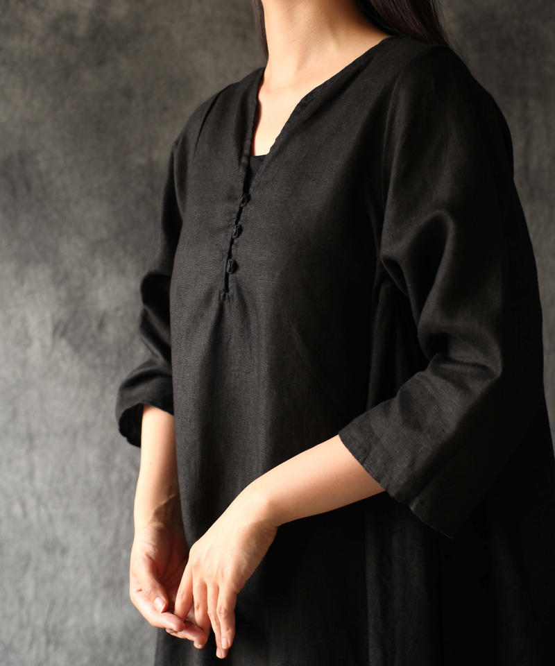 Fog Linen Work ジェニーワンピース ブラック 文月 Fog Linen Work ジェニーワンピース ブラック 文月