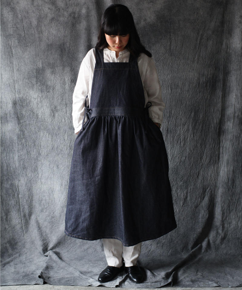 送料無料 早い者勝ち Ichi Antiques デニム エプロン ワンピース ワンウォッシュ セール30 Off