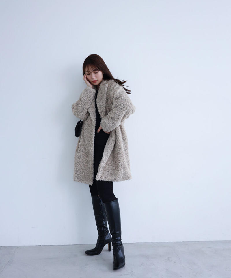 エントリー最大P14倍以上 Curly boa jacket ELENORE エレノア