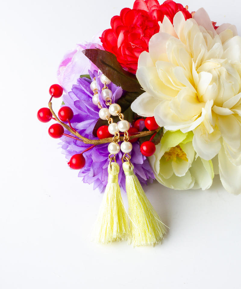 Ha 0336 成人式 卒業式 お花 髪飾り 和風オリジナル髪飾り ベージュ 赤 紫 6種類の