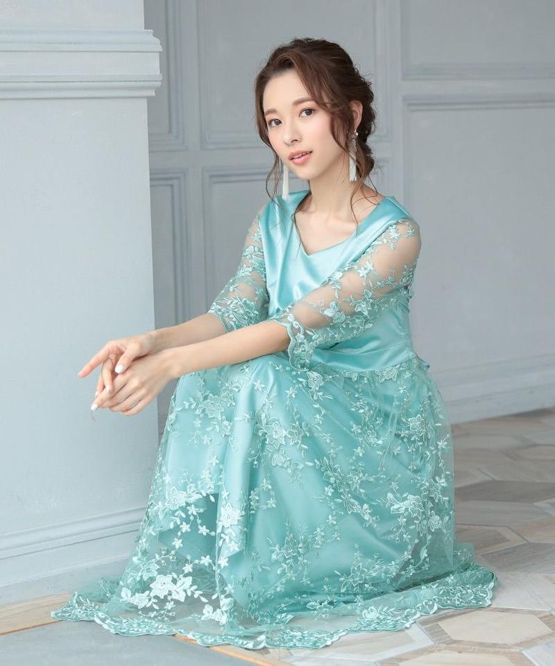 花柄チュール刺繍ドレス Mint Haremode