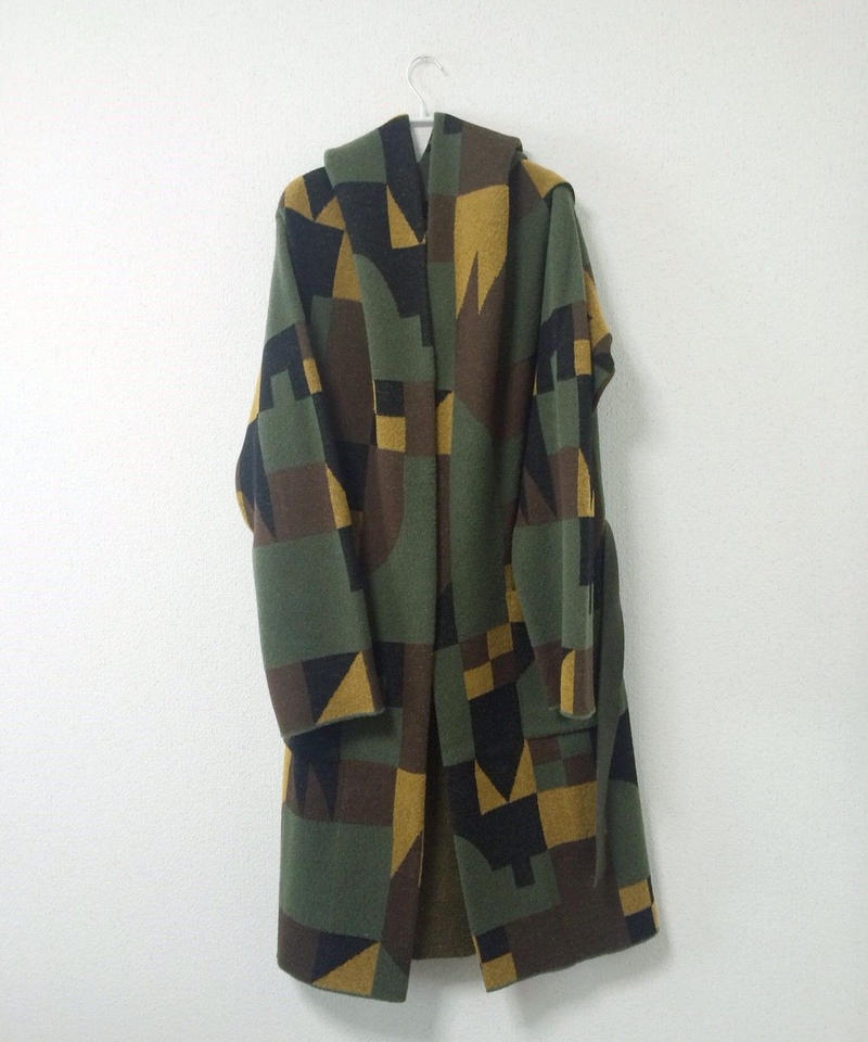 ha za ma ハザマ 迷宮入りのニットガウン フード付ロングコート