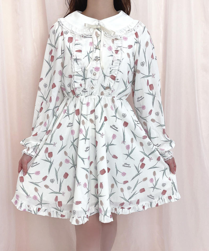 Hc211op0307 丸襟チューリップワンピース Honeycinnamon