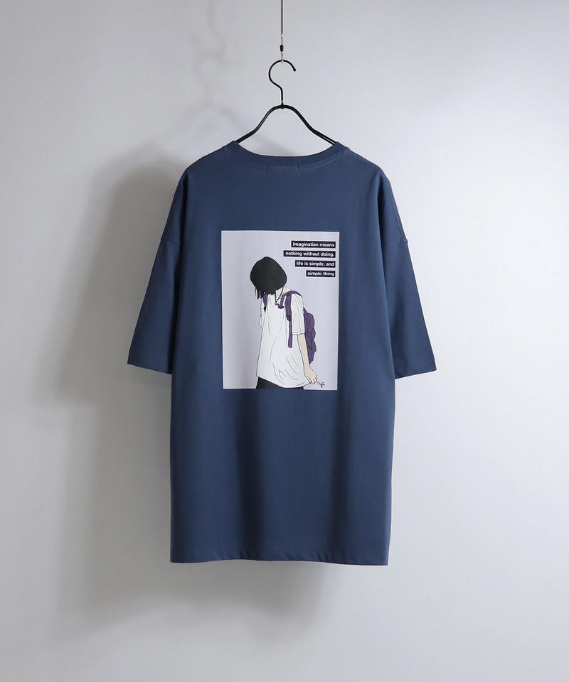 リュックガールイラスト ビッグtシャツ ブルー2 Ills イルズ