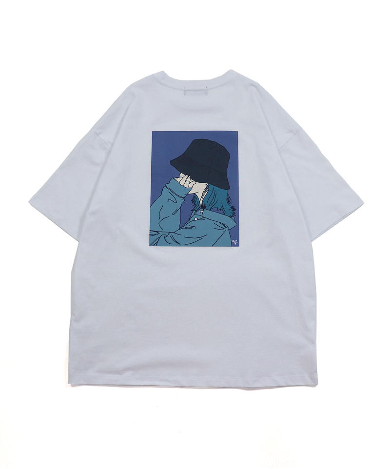 バケットガールイラスト ビッグtシャツ ベージュ Ills イルズ