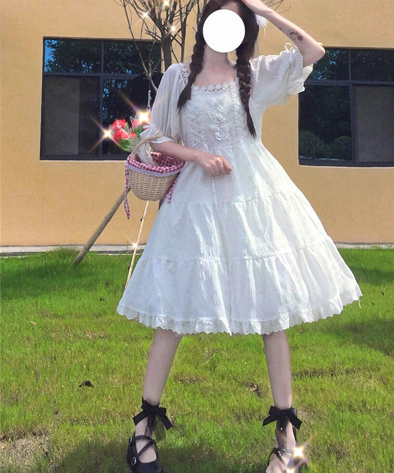 ホワイト ロリィタ バタフライモチーフ ワンピース ワンサイズ Lo140 Roses ホワイト ロリィタ バタフライモチーフ ワンピース ワンサイズ Lo140 Roses