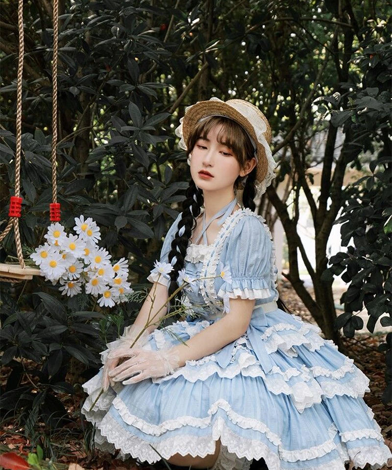 海の少女op 段々レースフリルいっぱい クラシックロリィタドレス ワンピース Lo299