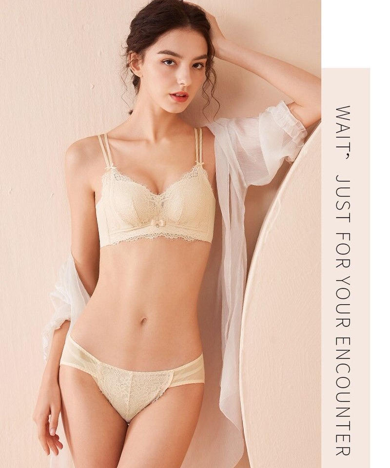 カップ ベージュ シームレス ノンワイヤー ブラ ショーツセット Br78 Ros