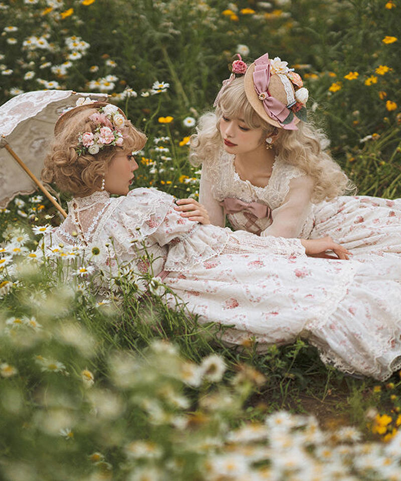 木香薔薇 レース 花柄 ロング ロリィタドレス ワンピース Lo281 Roses O