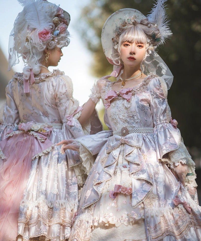 Miss Point エリザベス ロリィタ ドレス ピンク 薔薇花柄ワンピース Full Se