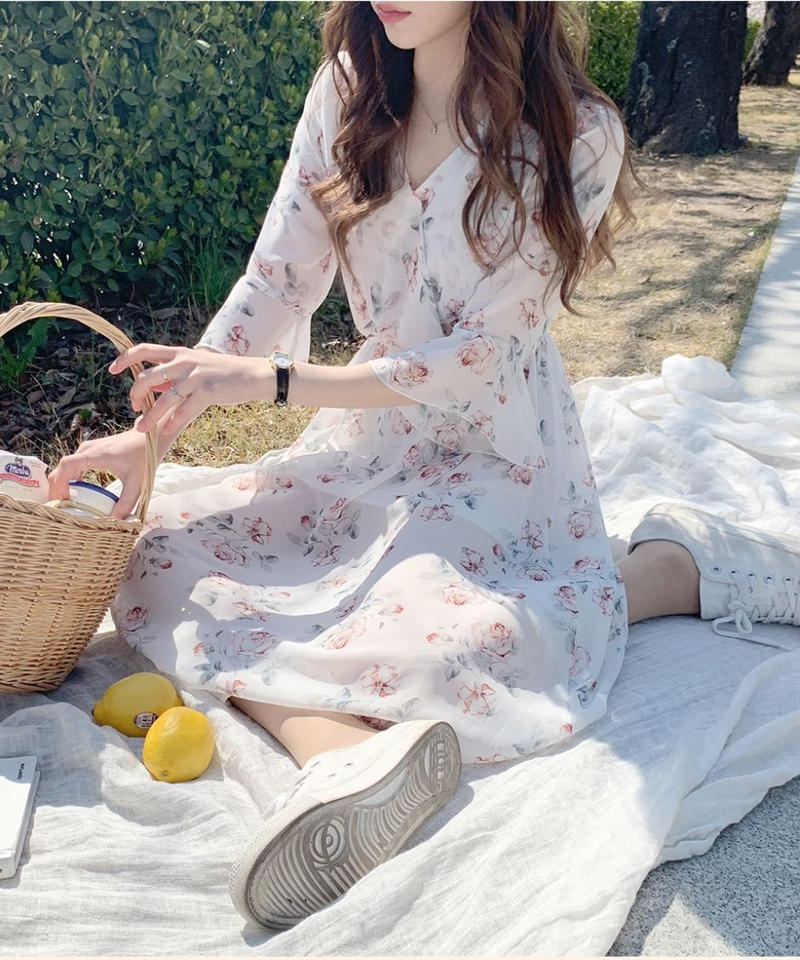 柔らかい レースのシフォンの花のワンピースの女の超妖精は痩身を見せますs 1xl ランキング１位受賞 Talalsalman Com