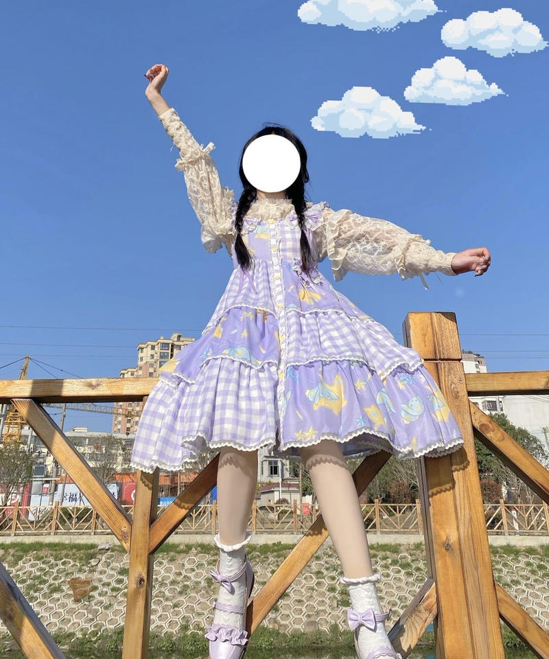 お取り寄せ S 4xl うさぎの夢 チェック ロリィタ ジャンパースカート Lo8