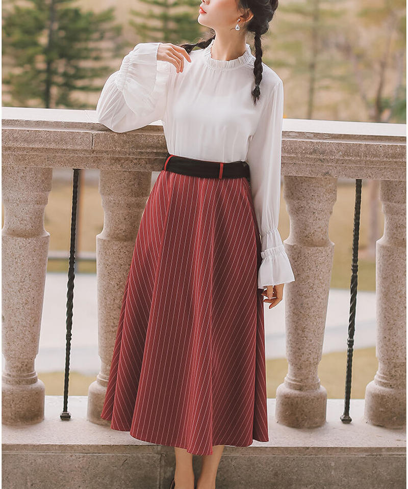 ピンストライプ ロングスカート L Sk79 Roses On The Roof ロ