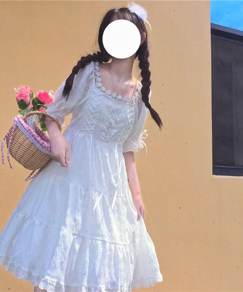ホワイト ロリィタ バタフライモチーフ ワンピース ワンサイズ Lo140 Roses ホワイト ロリィタ バタフライモチーフ ワンピース ワンサイズ Lo140 Roses