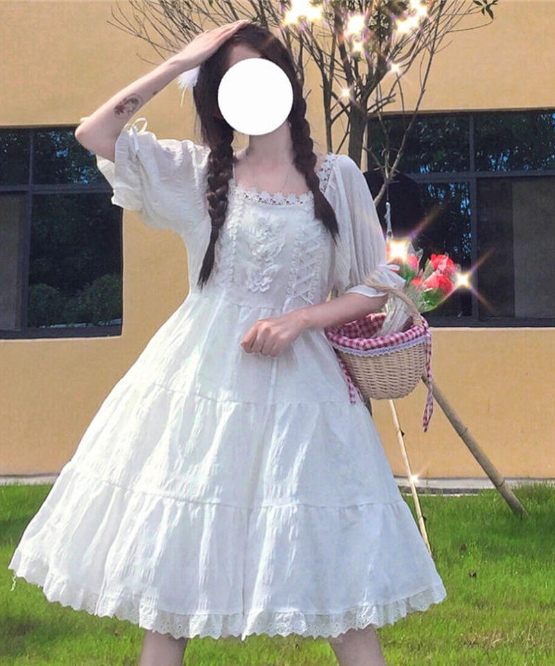 ホワイト ロリィタ バタフライモチーフ ワンピース ワンサイズ Lo140 Roses ホワイト ロリィタ バタフライモチーフ ワンピース ワンサイズ Lo140 Roses