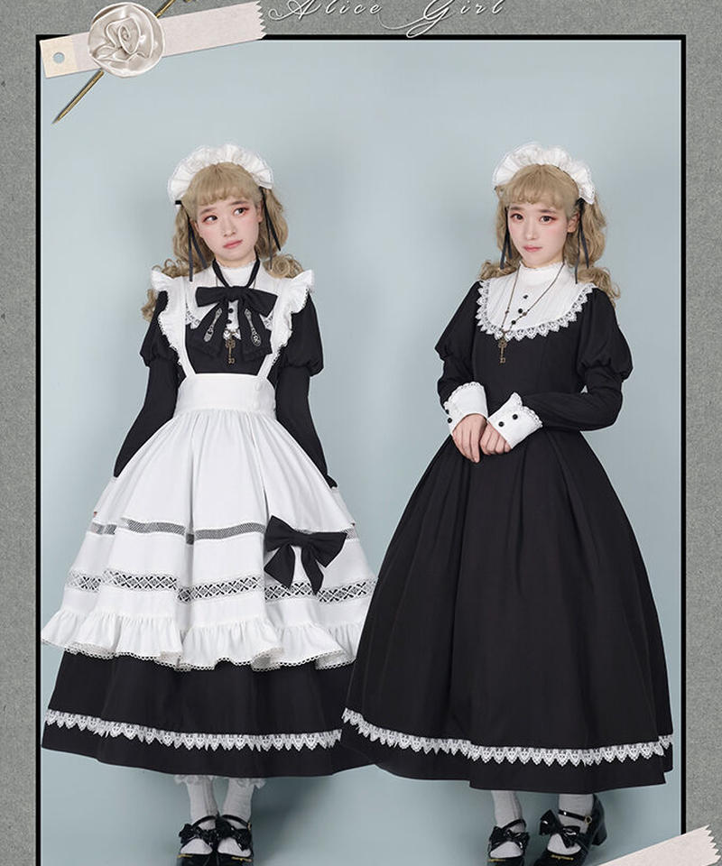 Alice Girl ブリティッシュスタイル アリスメイド ロング丈 ワンピース エプロン