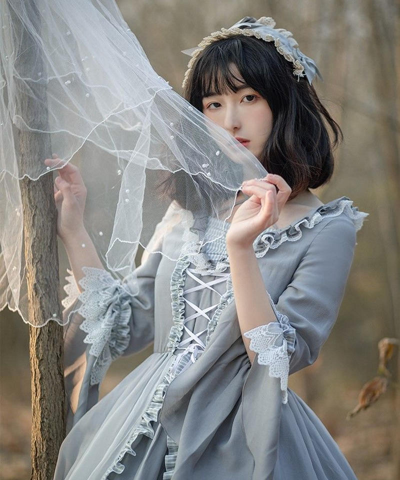 グレー 姫袖 アリス ロリィタドレス ワンピース 遊園op L Lo103 Roses グレー 姫袖 アリス ロリィタドレス ワンピース 遊園op L Lo103 Roses
