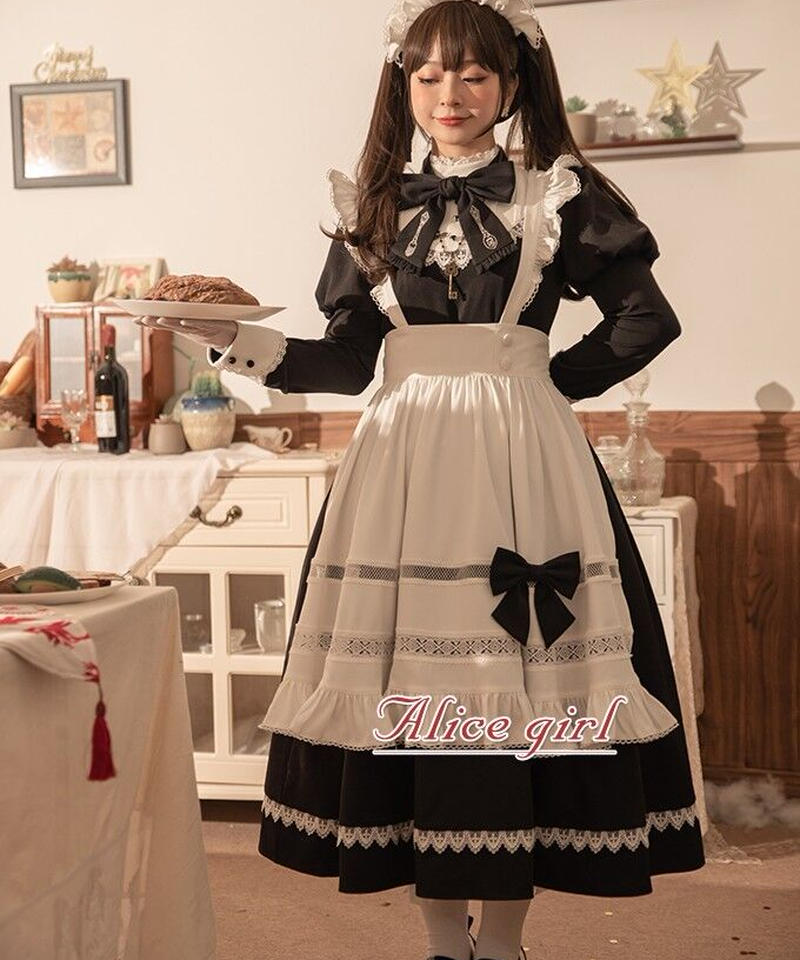 Alice Girl ブリティッシュスタイル アリスメイド ロング丈 ワンピース エプロン
