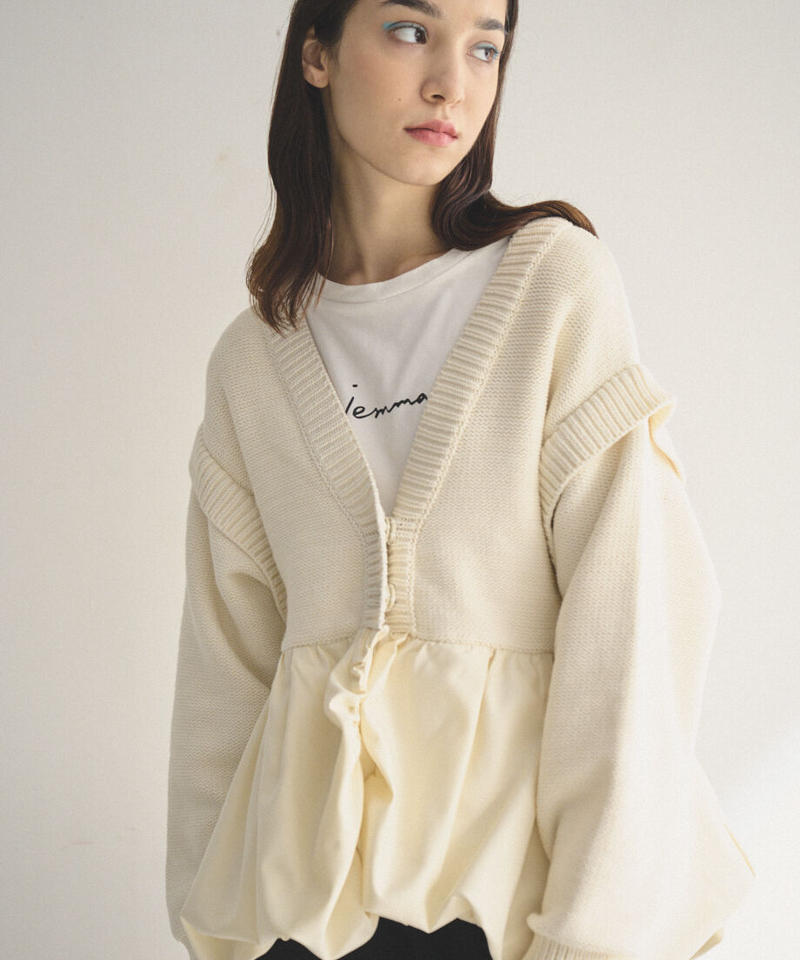 予約販売】再追加 バルーンドッキングカーデ・WHITE | jemma.atelier
