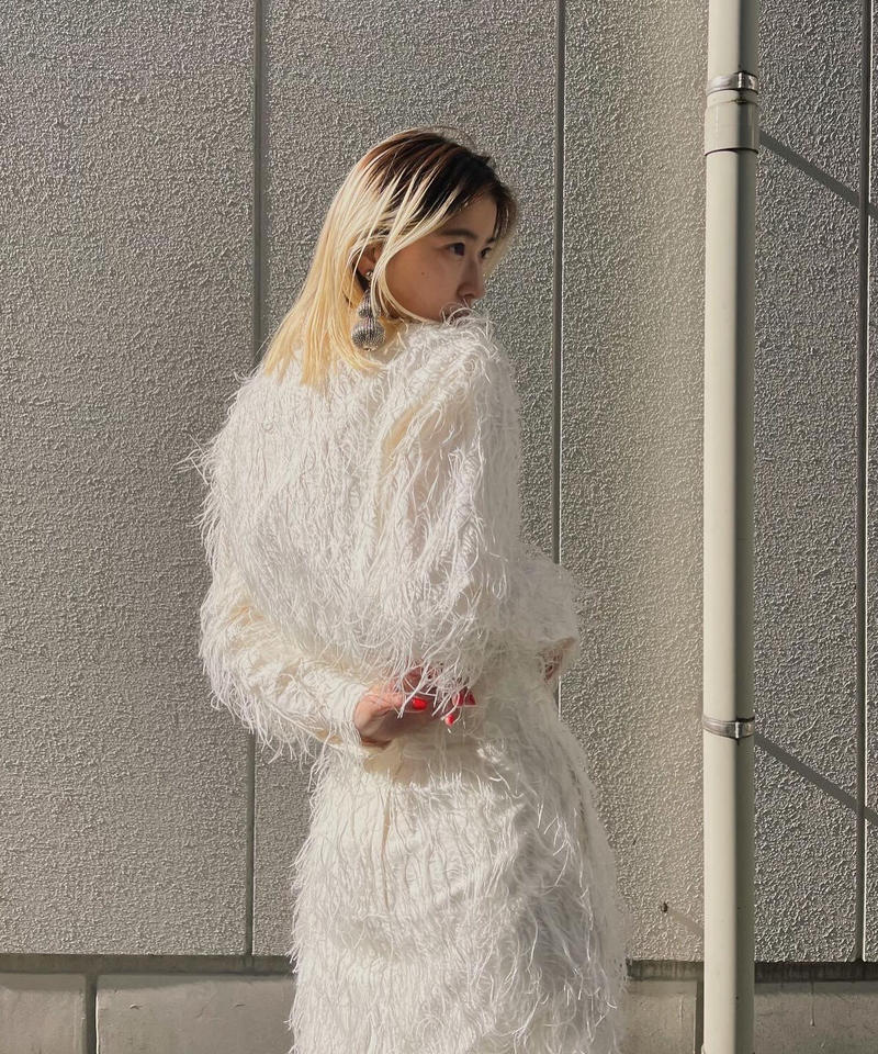 FUMIE=TANAKA / feather SH | jurk 人気スポー新作 bolero arm feather TANAKA FUMIE 22ss カーディガン/ボレロ