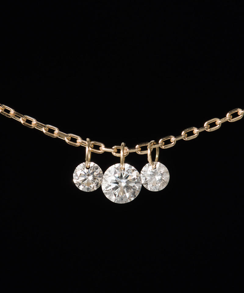 Anq ３石レーザーホールダイヤモンドネックレス Ku Croissant