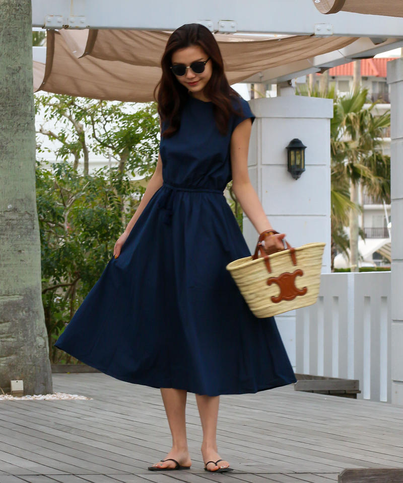 サマーロングワンピース ネイビー Besante