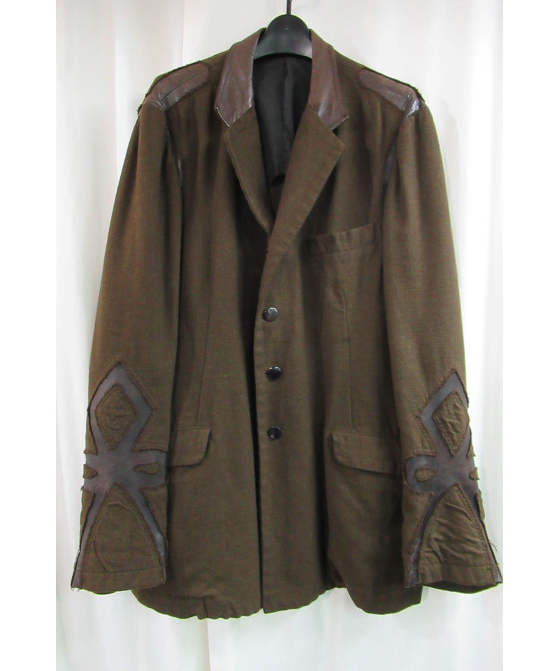 買物代行 Yohji Yamamoto POUR HOMME 03AWレザー切替ジャケット ...