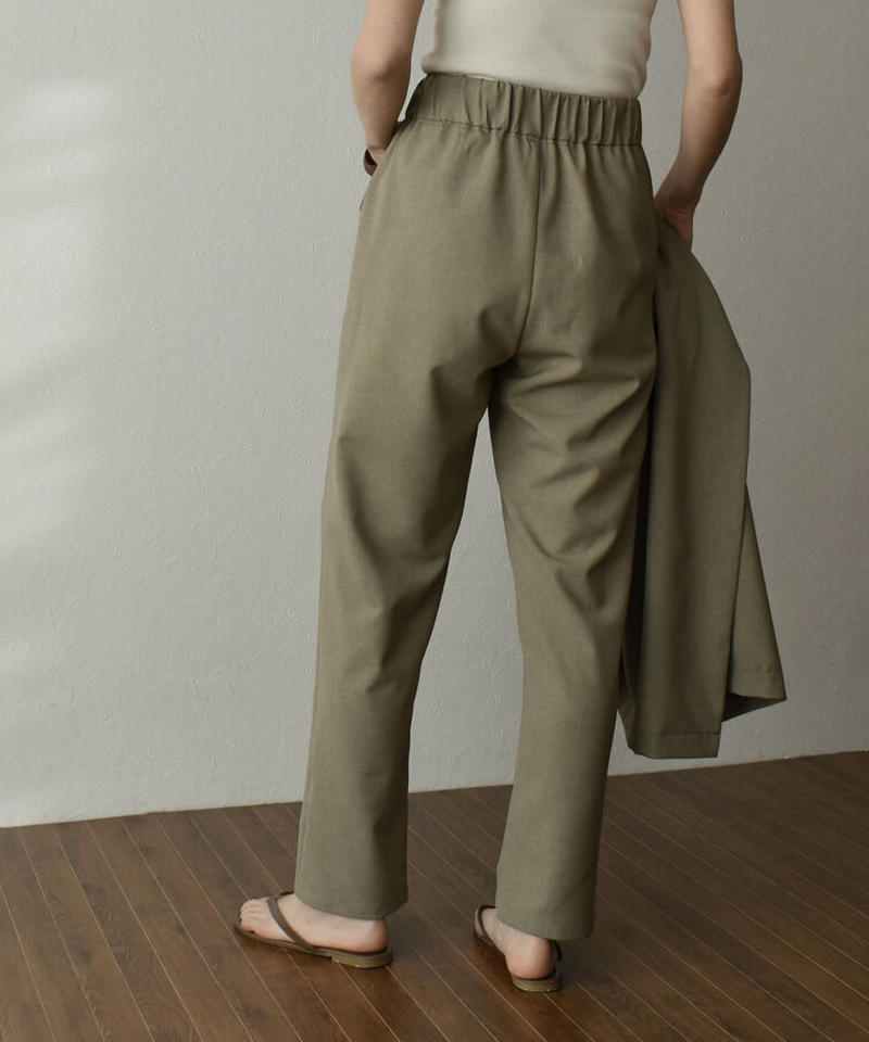 Bottoms 日本製 リネンライク 防シワ 接触冷感 タックテーパードパンツ