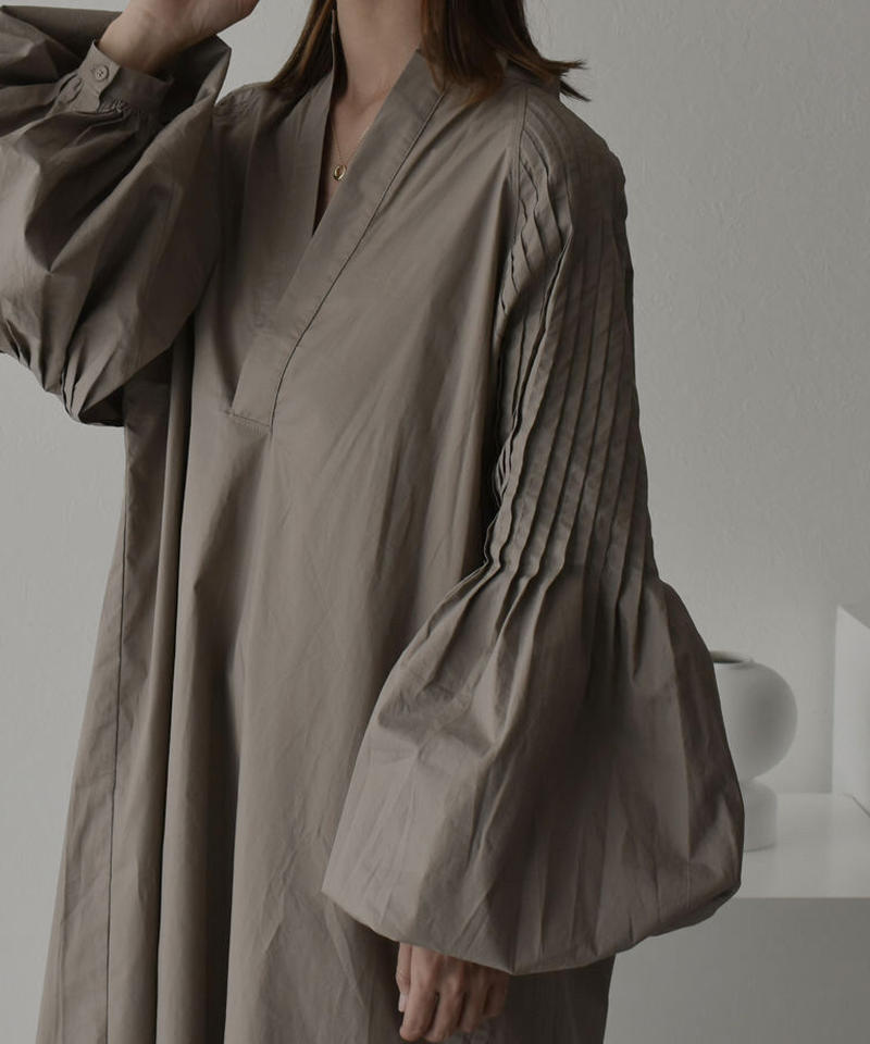 onepiece-04033M タックスリーブシャツワンピース モカ | L a v i s onepiece-04033M タックスリーブシャツワンピース モカ | L a v i s