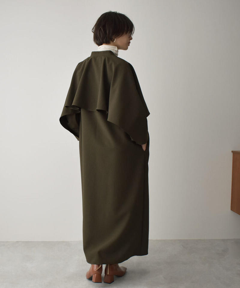 Onepiece 日本製 ケープワンピース カーキブラウン ネイビー L A