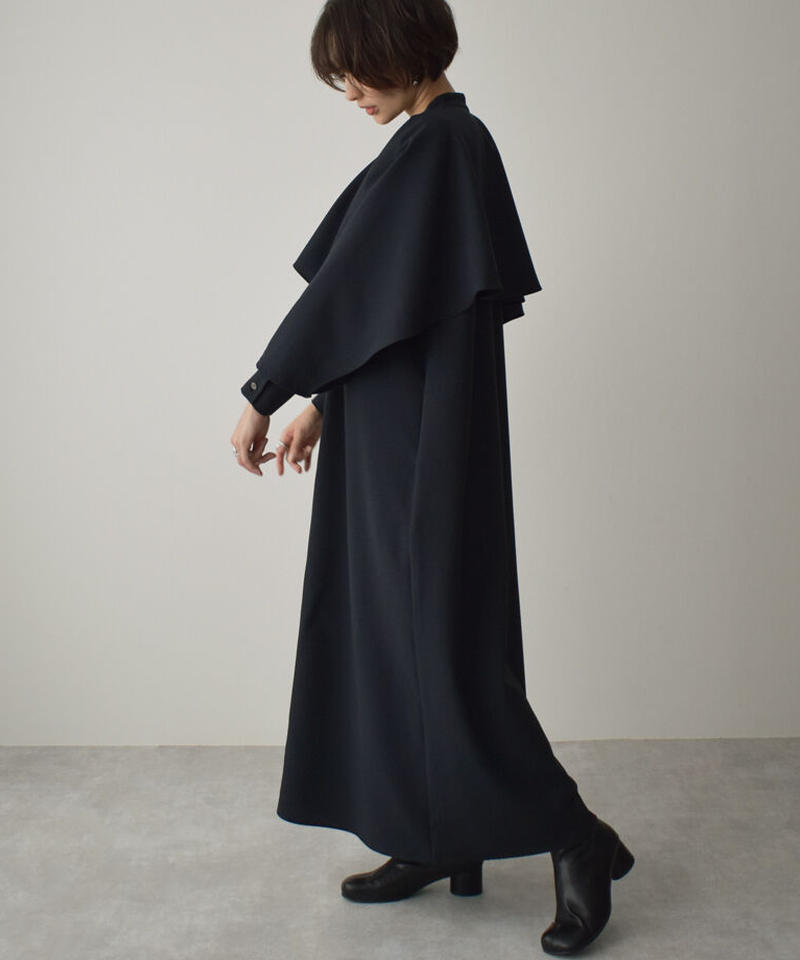 Onepiece 日本製 ケープワンピース カーキブラウン ネイビー L A