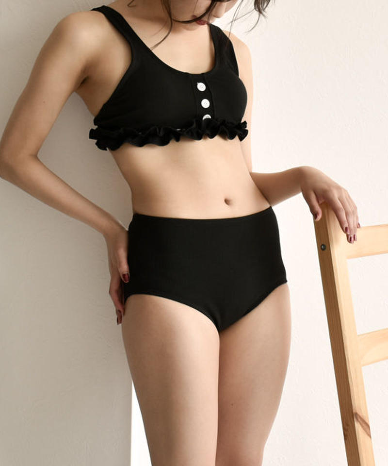 Swim フリル ブラック タンキニ 水着 ハイウエストパンツ L A V I