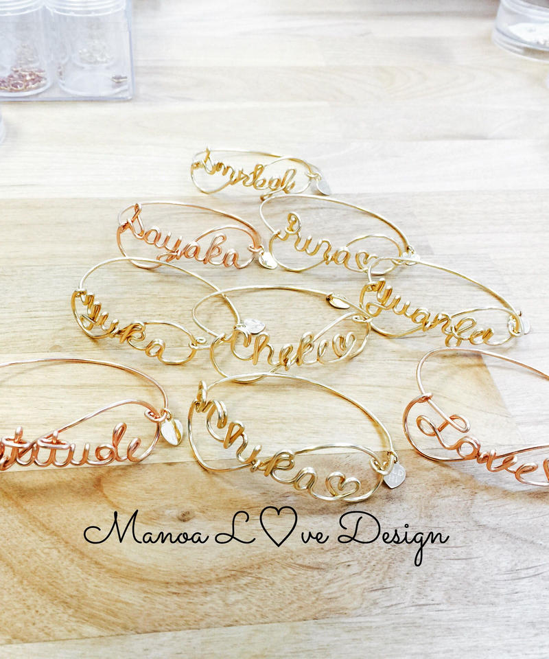 カスタムオーダー ワイヤーネームブレスレット 128 Manoa Love Design