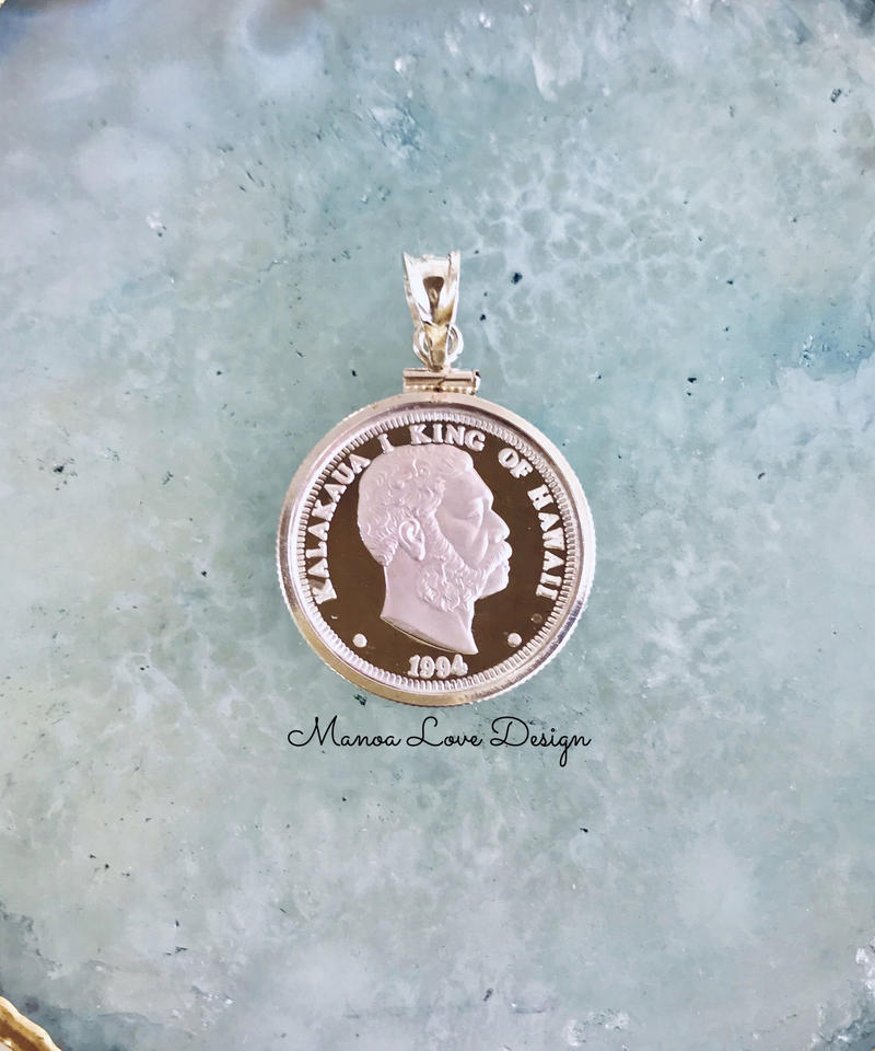 1994年 シルバー 999純銀 1点物 カラカウア王 ハワイコインペンダントトップ Ma