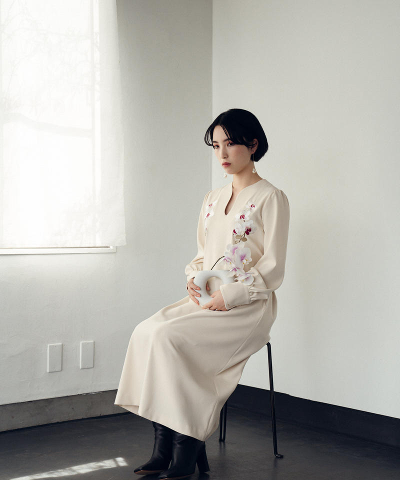 iconology 花を着るワンピース#04【胡蝶蘭】-ivory-サイズ2 花を着る