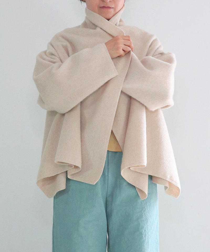 袖がうれしいストール風のはおりもの の型紙 生地 裁断 Milleturu