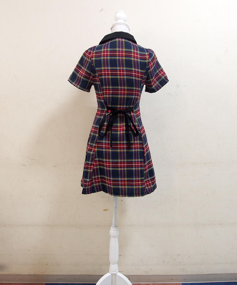 半袖タータンチェックワンピース Min Plume Official Store
