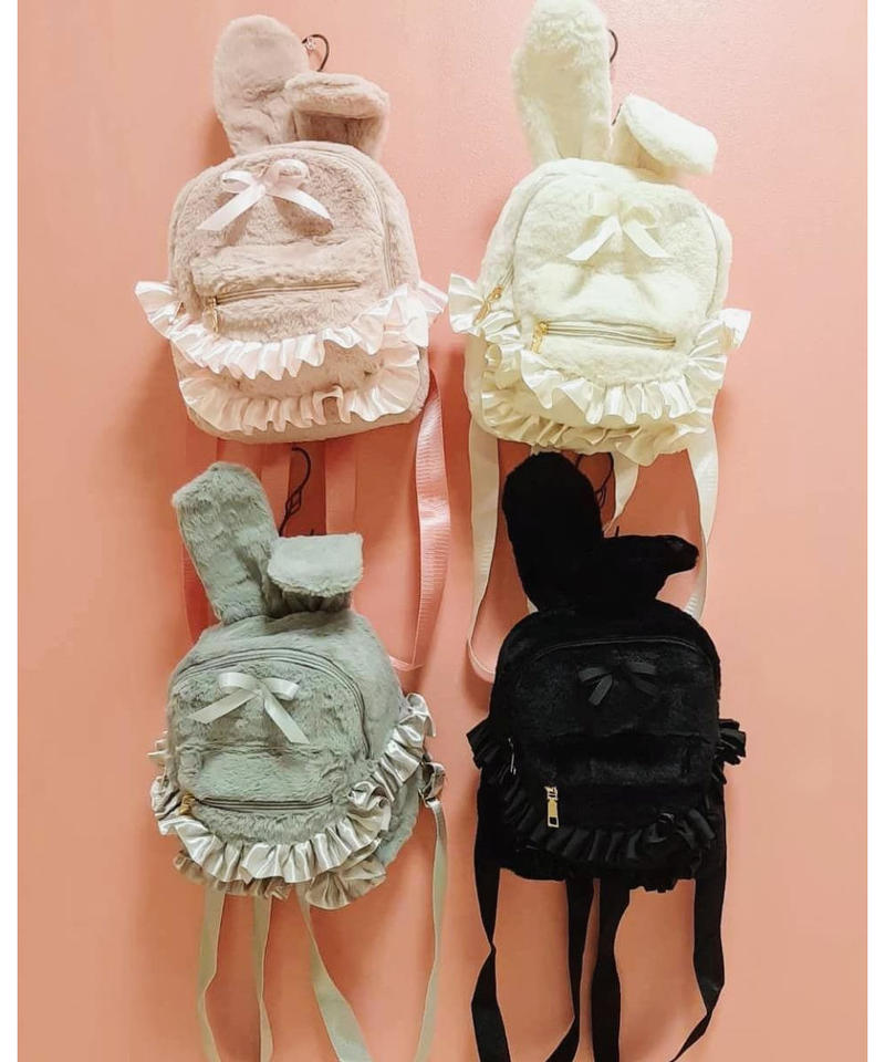 ブラック再入荷 変形うさ耳フリルリュック Min Plume Official Store ブラック再入荷 変形うさ耳フリルリュック Min Plume Official Store