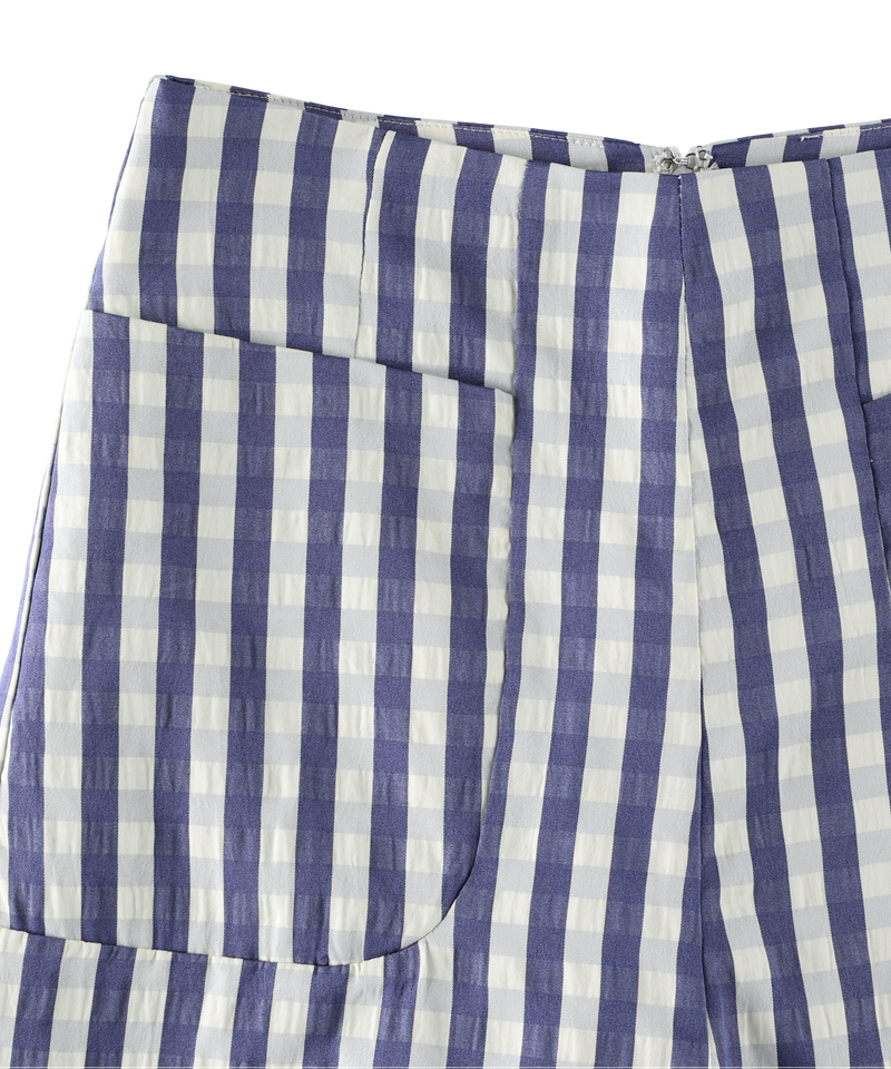 Navy Gingham Check Short Pants Miro Amurette Navy Gingham Check Short Pants Miro Amurette