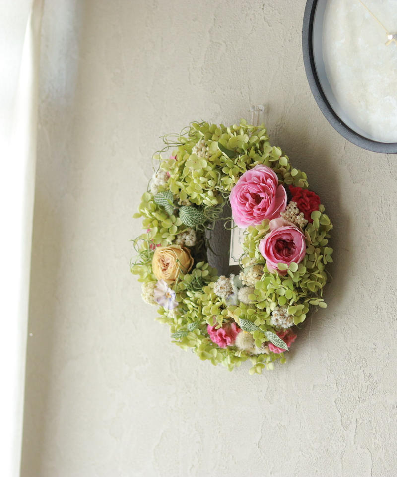 薔薇と紫陽花のドライフラワーリース ルミエールドライフラワー使用 Rhwr 1 Hana