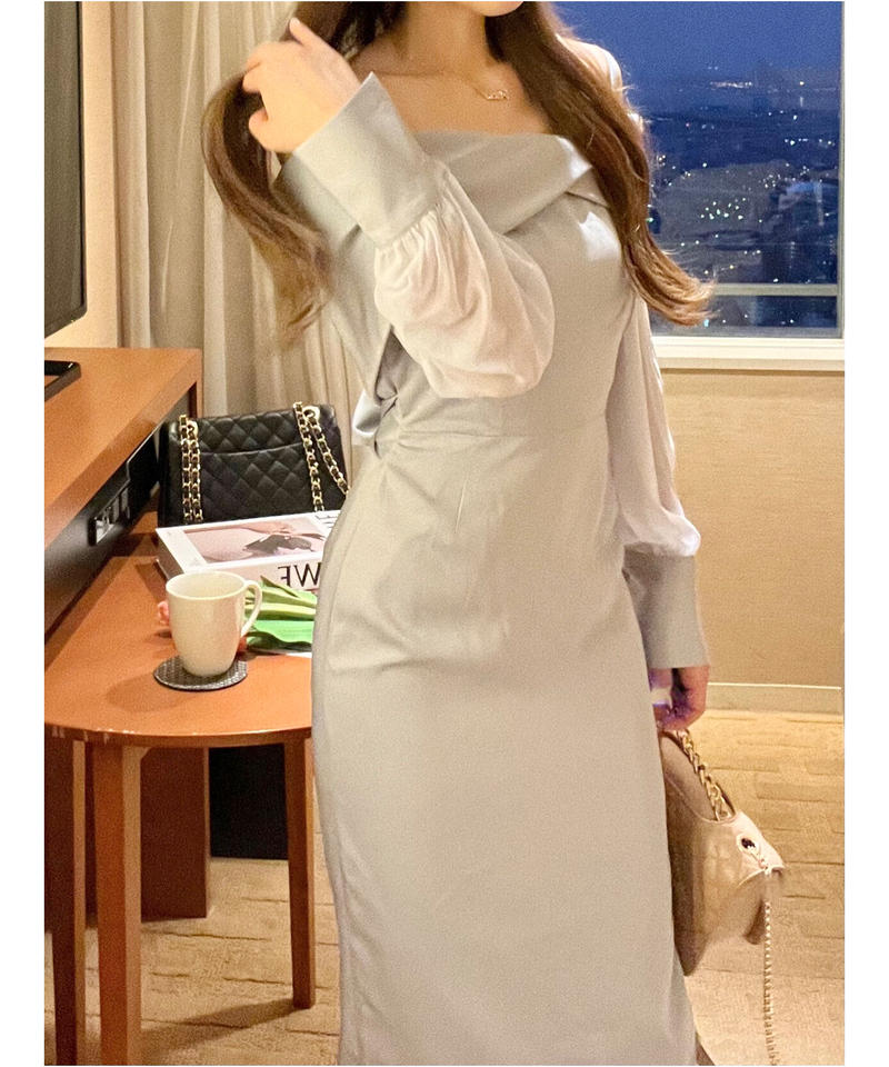 オフショルダーラップワンピース ソラ Nalm
