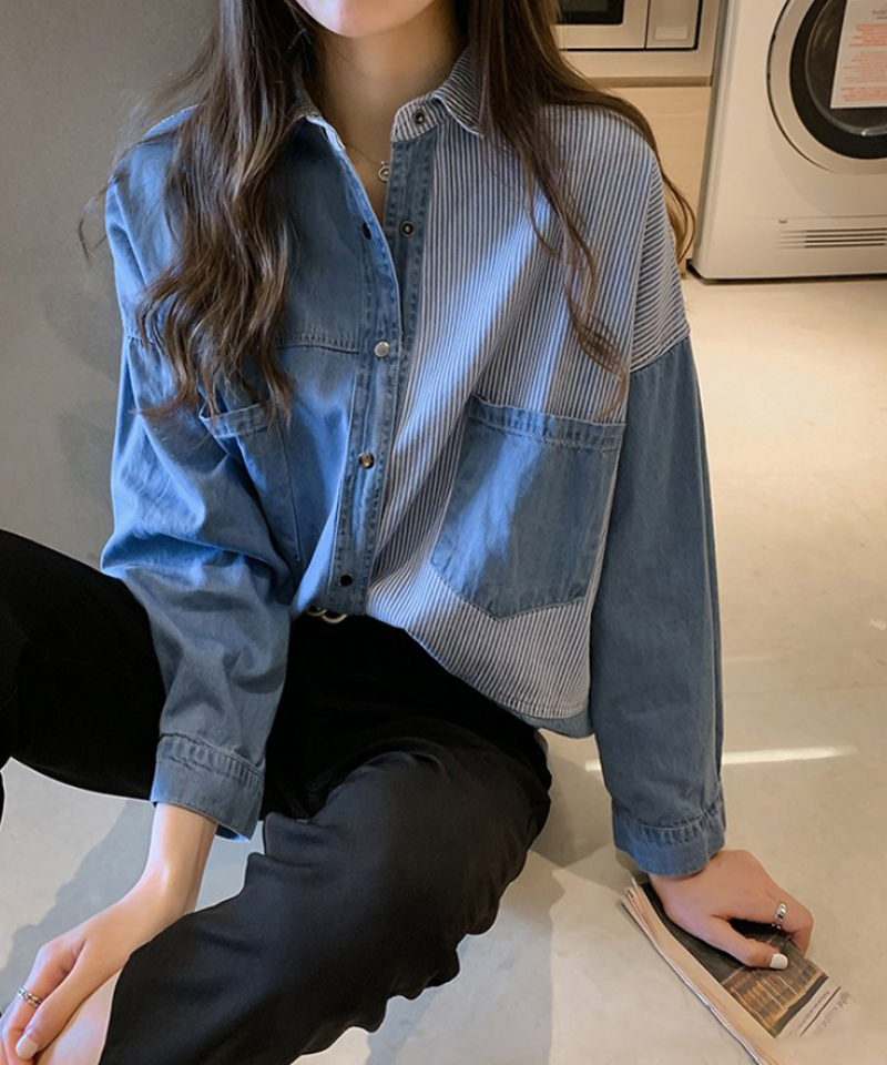 夏桜 デニム シャツ カジュアル デニム コーデ Ns1903 50 夏桜 大人の女性