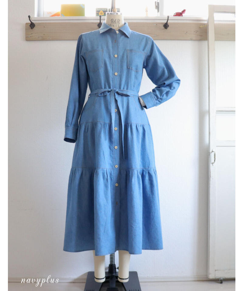 型紙販売 ティアードシャツワンピース 9号 A3ダウンロード用 型紙屋 Navy Plus