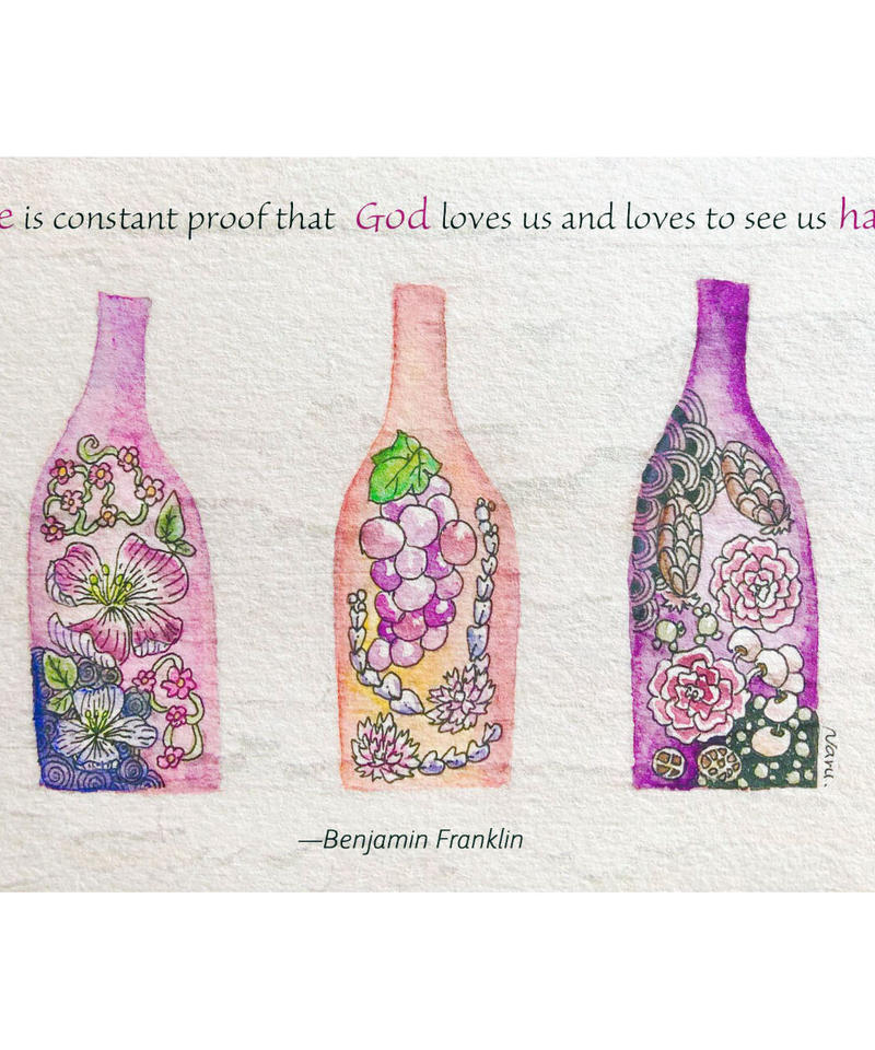 ポストカード ワインの名言 フランクリン 農花