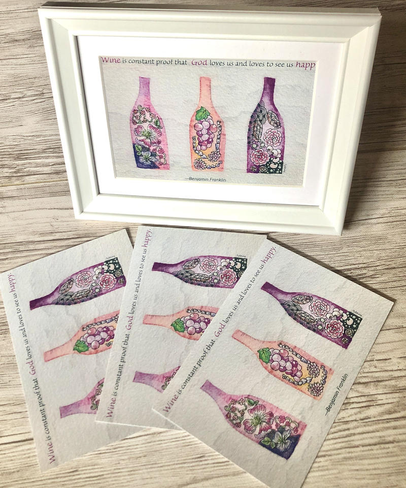 ポストカード ワインの名言 フランクリン 農花