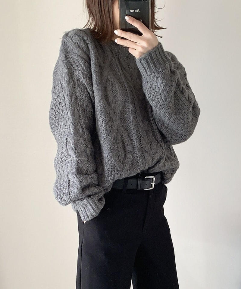 cable knit(gray,ecru) | ok.soon cable knit(gray,ecru) | ok.soon
