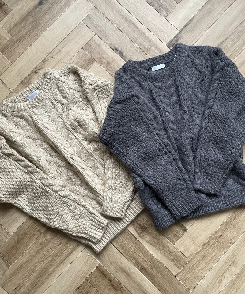 cable knit(gray,ecru) | ok.soon cable knit(gray,ecru) | ok.soon