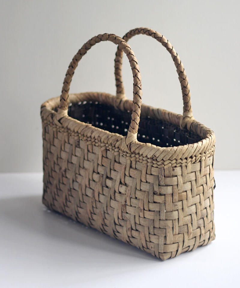 さわくるみ籠 バック 柿渋ジャム巾着 天然布 さわくるみ籠 バック 柿渋ジャム巾着 天然布 おしゃれな「かごバッグ